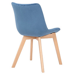 Acheter Decoshop26 Chaise de salle à manger x1 rembourrage généreux en velours bleu piètement en bois 10_0002080