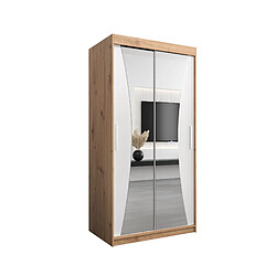 Abiks Meble Armoire MONACO À Portes Coulissantes 200/100/62 2 Portes (Artisan/Blanc)