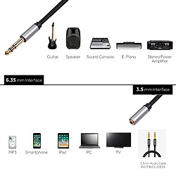 Avis Adaptateur Casque 6,35 Mm Femelle à 3,5 Mm Adaptateur Audio Stéréo Mâle 1,5 Mètre