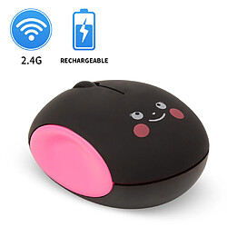 Avis Souris 2.4G Rechargeable Sans Fil Portable HMW-06 Rose Noir