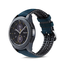 Bracelet en cuir véritable bleu pour votre Huawei Watch GT