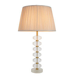 Endon Lampe de table base et abat-jour cristal givré et soie d'huître