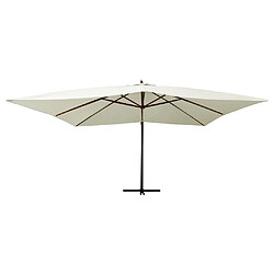 Helloshop26 Parasol meuble de jardin en porte-à-fau x avec mât en bois 400 x 300 cm blanc sable 02_0008624