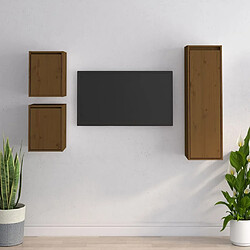 Maison Chic Meubles TV 3 pcs pour salon Marron miel Bois massif de pin -MN82567