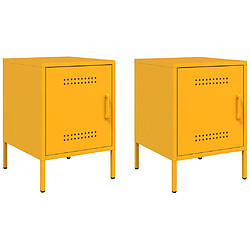 vidaXL Tables de chevet 2 pcs jaune moutarde 36x39x50,5 cm acier