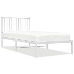 vidaXL Cadre de lit métal sans matelas avec tête de lit blanc 90x200cm