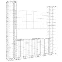 vidaXL Panier de gabion en forme de U avec 2 poteaux Fer 140x20x150 cm