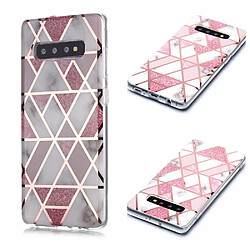 Coque en TPU motif marbre or rose imd blanc/rose pour votre Samsung Galaxy S10 Plus