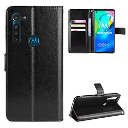 Etui en PU fente de peau de cheval fou noir pour votre Motorola Moto G8