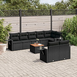 Maison Chic Ensemble Tables et chaises d'extérieur 9 pcs avec coussins,Salon de jardin noir résine tressée -GKD966226