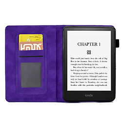 Etui en PU motif en forme de cœur avec support et porte-cartes pour votre Amazon Kindle Paperwhite (2015)/2 (2015)/3 (2015)/4 (2018) - violet