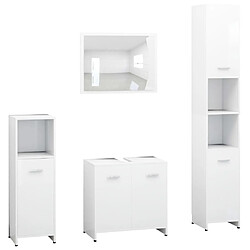 Maison Chic Ensemble de 4 meubles de salle de bain,Armoire rangement + miroir Blanc Aggloméré -MN17720