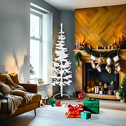 vidaXL Demi sapin de Noël artificiel mince avec support Blanc 180 cm