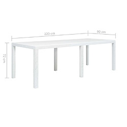 Maison Chic Table de jardin | Table d'extérieur Blanc 220x90x72 cm Plastique Aspect de rotin -GKD93493 pas cher