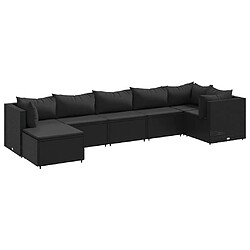 vidaXL Salon de jardin 7 pcs avec coussins Noir Résine tressée