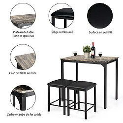 Acheter Helloshop26 Table haute cuisine avec 2 tabourets table bar cuisine cadre en métal mange-debout industriel pour bistro salle à manger cuisine café 20_0004233