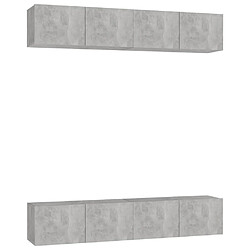 Maison Chic Meubles TV 4 pcs | Banc TV Moderne pour salon | Meuble de Rangement Gris béton 80x30x30 cm Aggloméré -MN93388