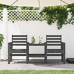 Maison Chic Banc de jardin 2 places | Banquette de jardin avec table | Chaise Relax gris bois massif de pin -MN35120