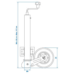 ProPlus Roue de jauge 60 mm avec pneu caoutchouc solide 20x6 cm 341505 pas cher