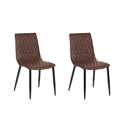 Beliani Set de 2 Cuir PU Chaise de salle à manger Marron foncé MONTANA