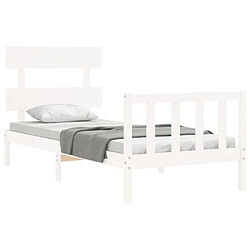 Acheter Maison Chic Lit adulte - Cadre Structure de lit avec tête de lit Contemporain blanc 90x200 cm bois massif -MN97689