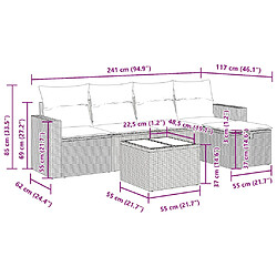 vidaXL Salon de jardin avec coussins 6 pcs marron résine tressée pas cher