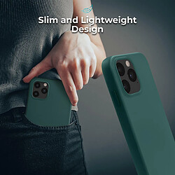 Moozy Lifestyle. Coque conçue pour iPhone 12 Pro Max, vert foncé – Coque en silicone liquide avec finition mate et doublure en microfibre douce