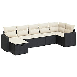 vidaXL Salon de jardin 7 pcs avec coussins noir résine tressée