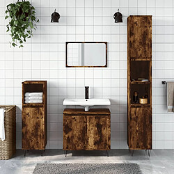 Maison Chic Armoire de bain,Meuble de rangement de salle de bain,Meuble haut chêne fumé 58x33x60 cm bois d'ingénierie -GKD230562