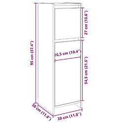 vidaXL Armoire de salle de bain Chêne sonoma 30x30x95 cm Aggloméré pas cher