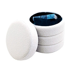 Acheter Mobili Rebecca Pouf avec rangement Rebecca Mobili Uxi 40x37x37 Tissu Polyester MDF Blanc Moderne