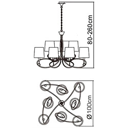 Avis Inspired Lampe suspendue Mara à 2 niveaux, 8 lumières, E14, nuances dorées et noires françaises