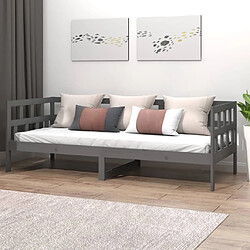 vidaXL Lit de jour sans matelas gris bois de pin massif 90x190 cm