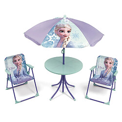 Arditex Set de jardin avec 1 table et 2 chaises et parasol DISNEY-Frozen II La Reine des Neiges