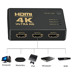 Acheter Ototon® Switch HDMI Commutateur HDMI 3 vers 1 Sélecteur HDMI 4K/1080p 3D Adaptateur HDMI Splitter avec Télécommande pour Xbox/PS3