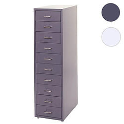 Mendler Caisson a roulettes Boston T851, armoire à tiroirs armoire en acier, 110x28x41cm 10 tiroirs ~ gris foncé