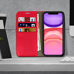 Avis Avizar Étui iPhone 11 Folio Cuir Véritable Porte cartes Support Vidéo rouge