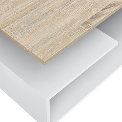 Avis Helloshop26 Table basse de salon avec étagère rangement en MDF 90 cm blanc et chêne 03_0004157