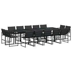 vidaXL Ensemble à manger de jardin avec coussins 15 pcs noir textilène