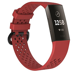 Wewoo Bracelet pour montre connectée Dragonne ajustable avec trou carré FITBIT Charge 3 rouge