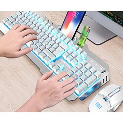 YP Select Game Lumineux Clavier et Souris Sans Fil Ensemble 2.4G Sans Fil Rechargeable Étanche Clavier et Souris Set-Blanc