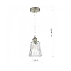 Luminaire Center Suspension Hadano Verre côtelé,chrome antique 1 ampoule 124,5cm