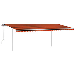 Maison Chic Auvent automatique | Store banne extérieur | Marquise rétractable et poteaux 6x3m Orange et marron -MN55882