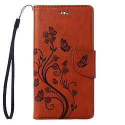 Wewoo Coque marron Wiko U Feel Lite Étui en cuir à rabats horizontaux à fleurs pressées avec boucle magnétique et Titulaire & Slots de cartes Portefeuille