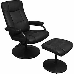 Maison Chic Fauteuil relax,Chair TV avec repose-pied Noir Similicuir -MN91240