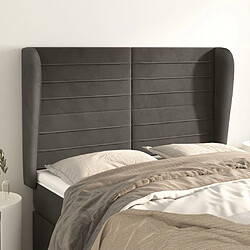 Maison Chic Tête de lit scandinave avec oreilles,meuble de chambre Gris foncé 147x23x118/128 cm Velours -MN52678