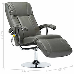 vidaXL Fauteuil de massage Gris Similicuir pas cher