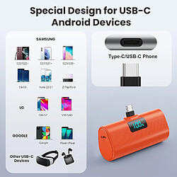 Acheter SANAG Batterie Externe Pour Iphone 16/15 Series, 5200Mah Usb C Power Bank À Charge Rapide Ultra-Compact Et Léger Batterie Portable Écran Lcd Chargeur Portable Pour Iphone 16/15/15Plus/15Pro Samsung-Orange