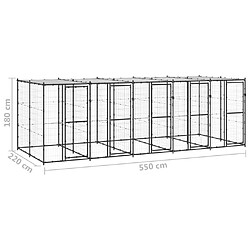 Helloshop26 Chenil extérieur cage enclos parc animaux chien extérieur acier avec toit 12,1 m² 02_0000389