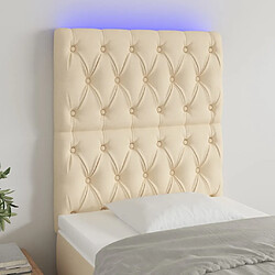 Maison Chic Tête de lit scandinave à LED,meuble de chambre Crème 80x7x118/128 cm Tissu -MN55106